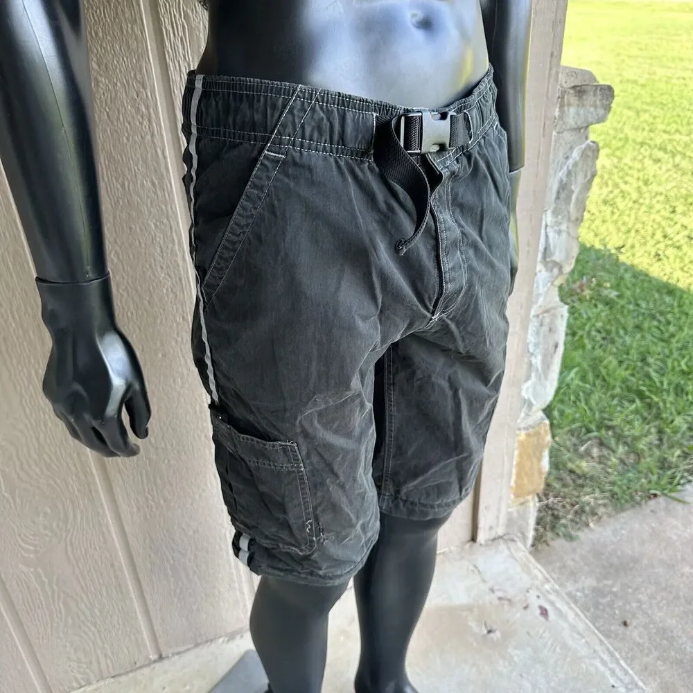 Vintage Old Navy Shorts Mens Size 16 Cargo Black‎ Big Pocket Buckle Mesh